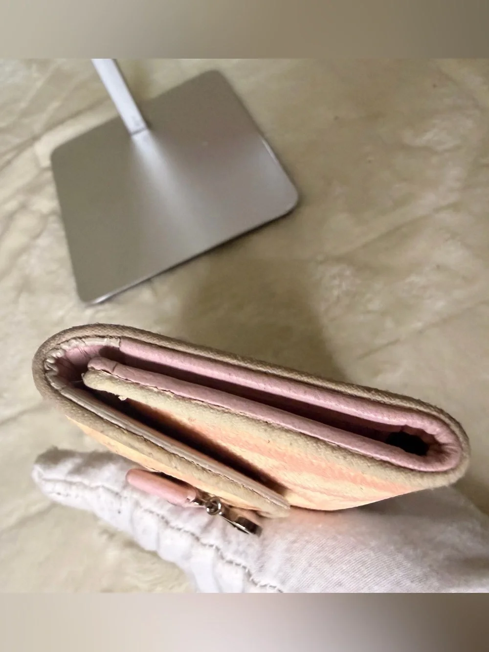 Christian Dior Vintage Trotter Key Case in Pink with Silver 'D'